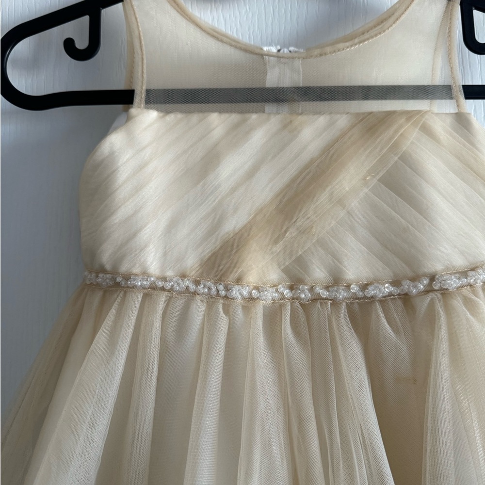 Azazie Girls' Champagne Tulle Formal Dress - Picture 3 of 6